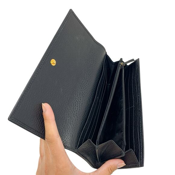 Gucci GG Marmont Gold Logo Black Pebbled Textured Leather Continental Wallet - Picture 5 of 8